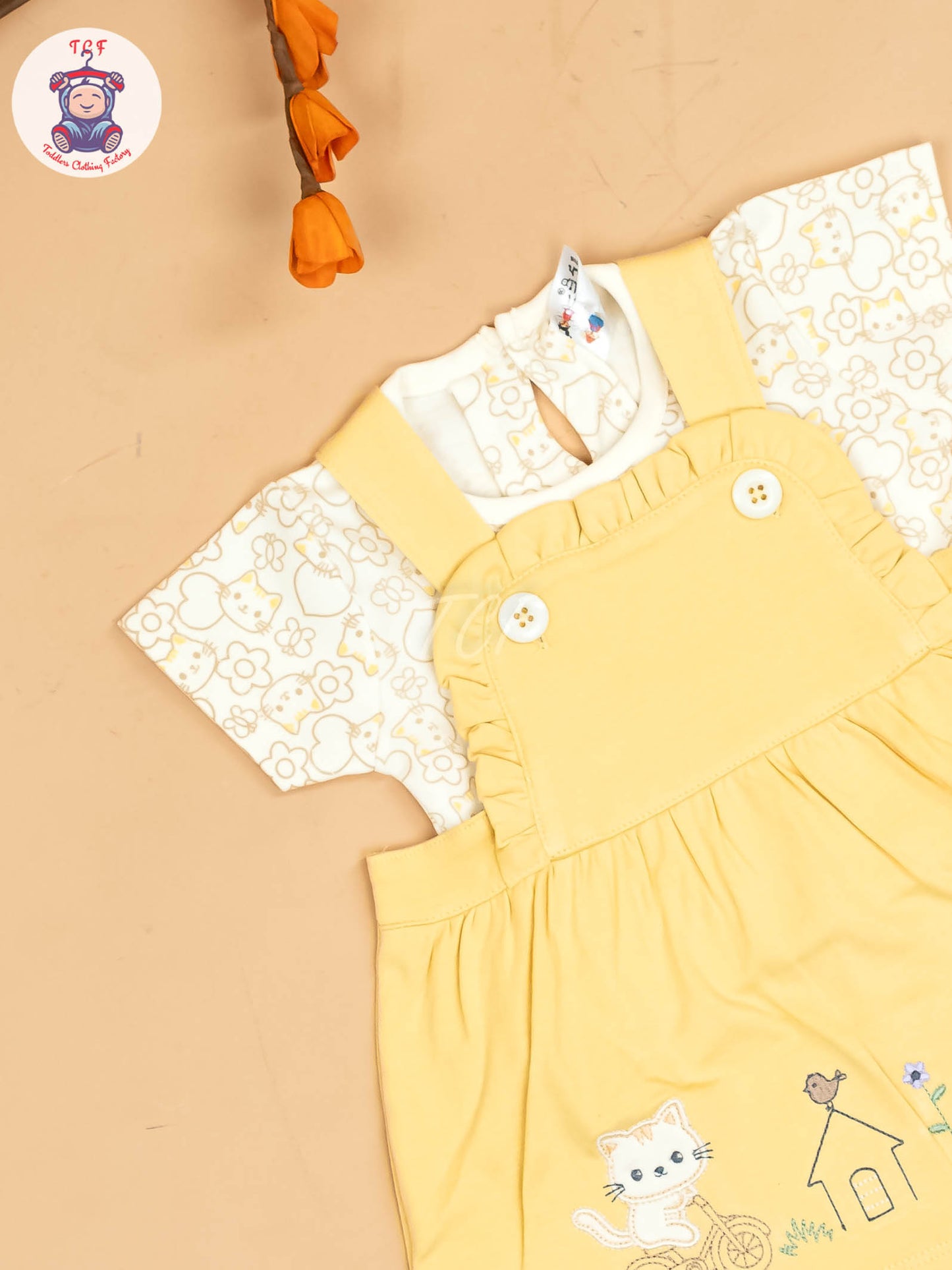 Yellow & White - Girls Printed Casual Frocks