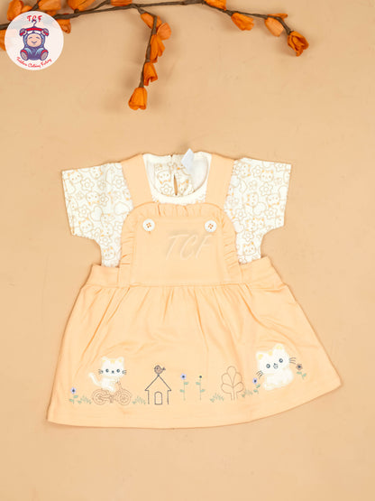 Orange - Girls Printed Casual Frocks