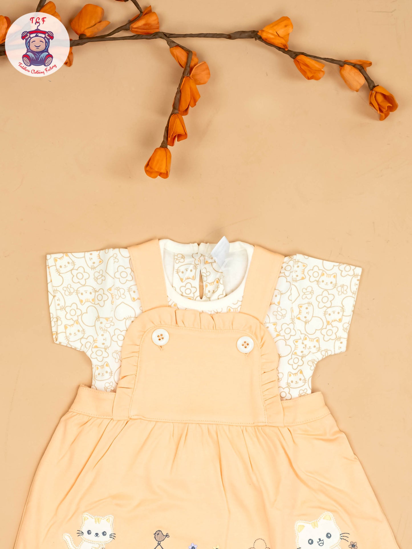 Orange - Girls Printed Casual Frocks