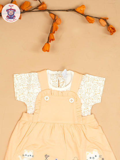 Orange - Girls Printed Casual Frocks