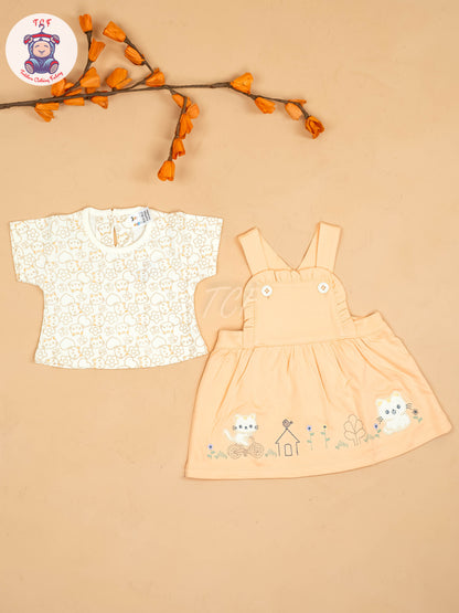 Orange - Girls Printed Casual Frocks