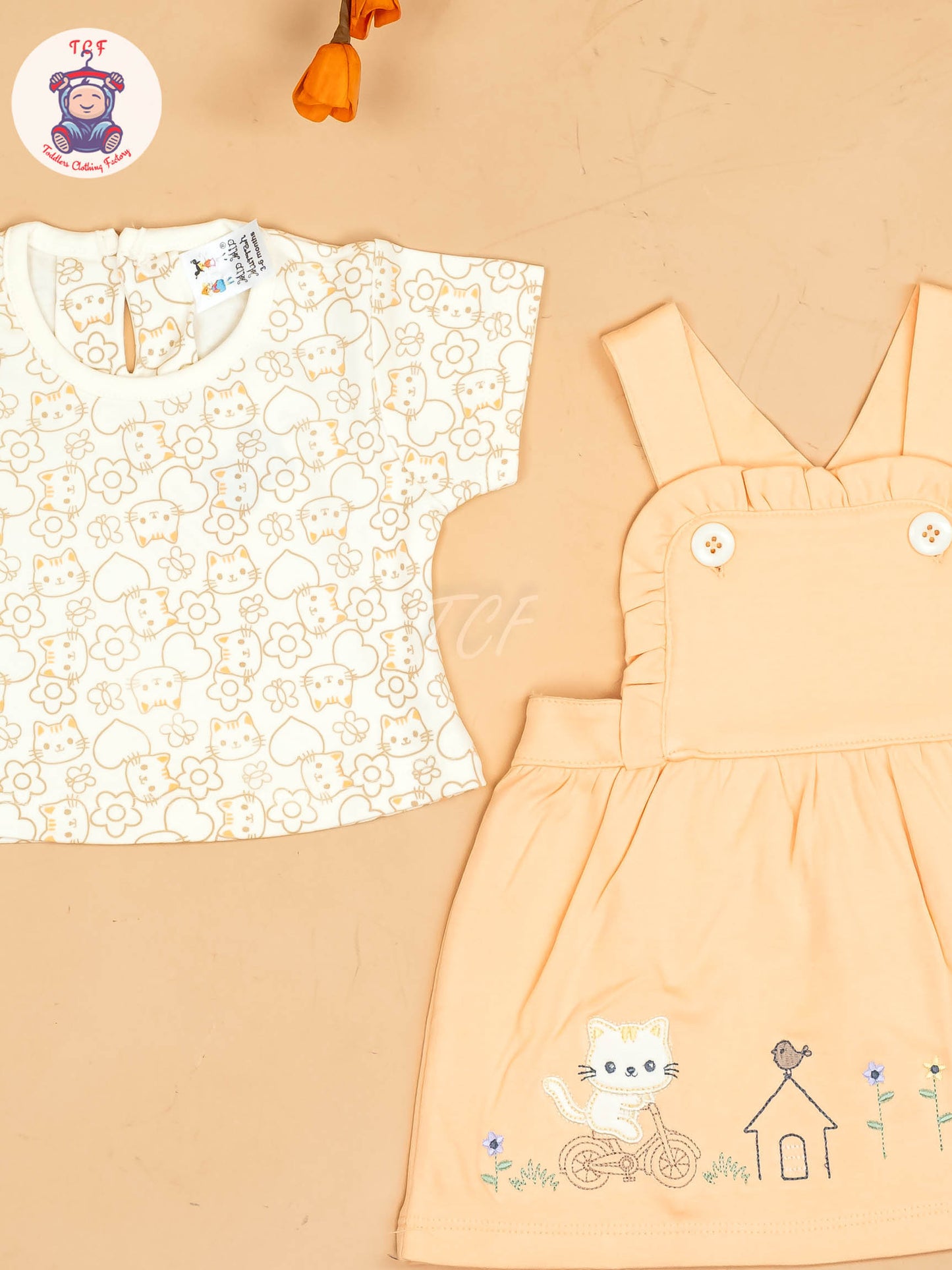 Orange - Girls Printed Casual Frocks