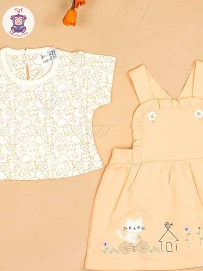 Orange - Girls Printed Casual Frocks