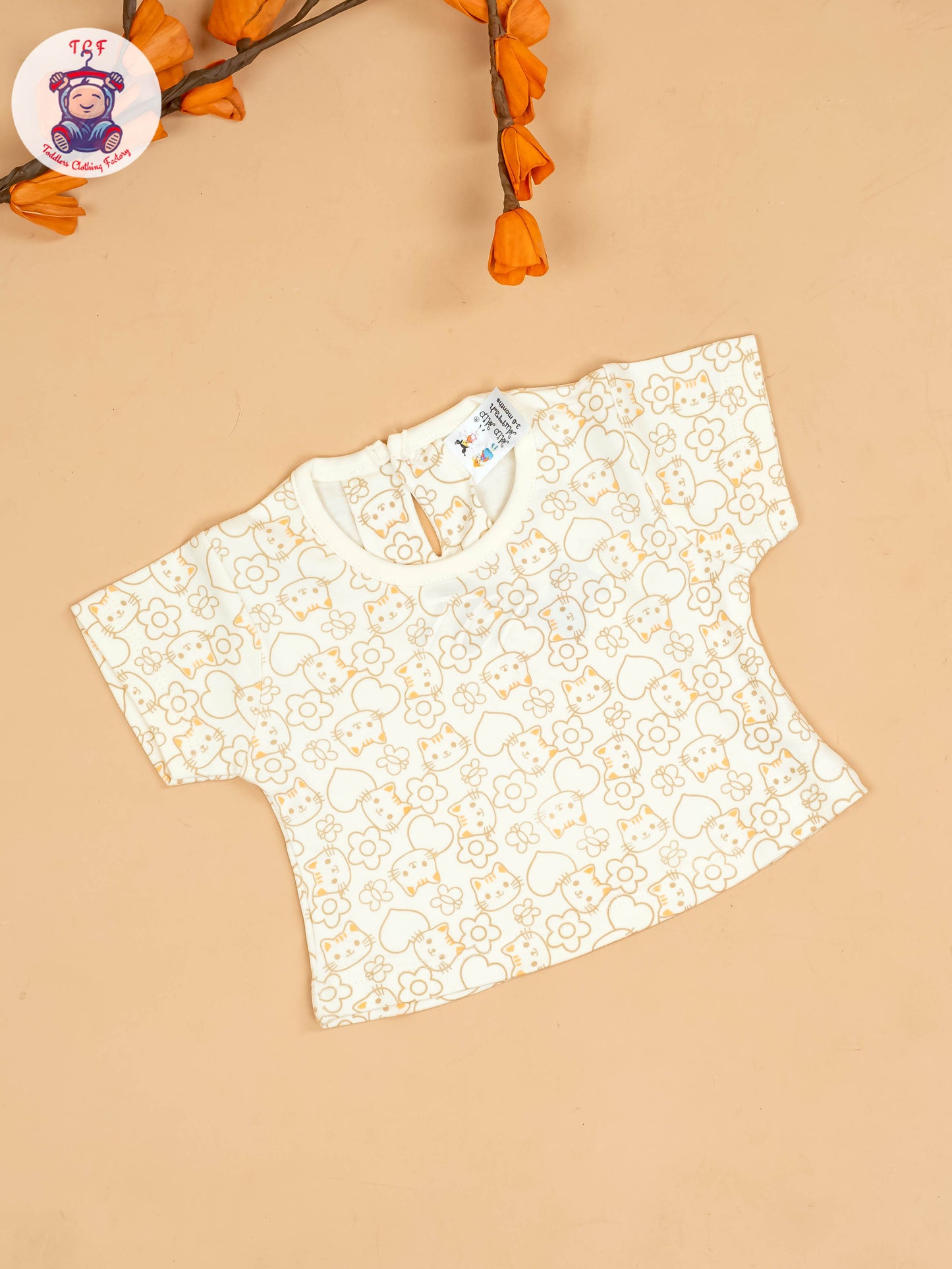 Orange - Girls Printed Casual Frocks