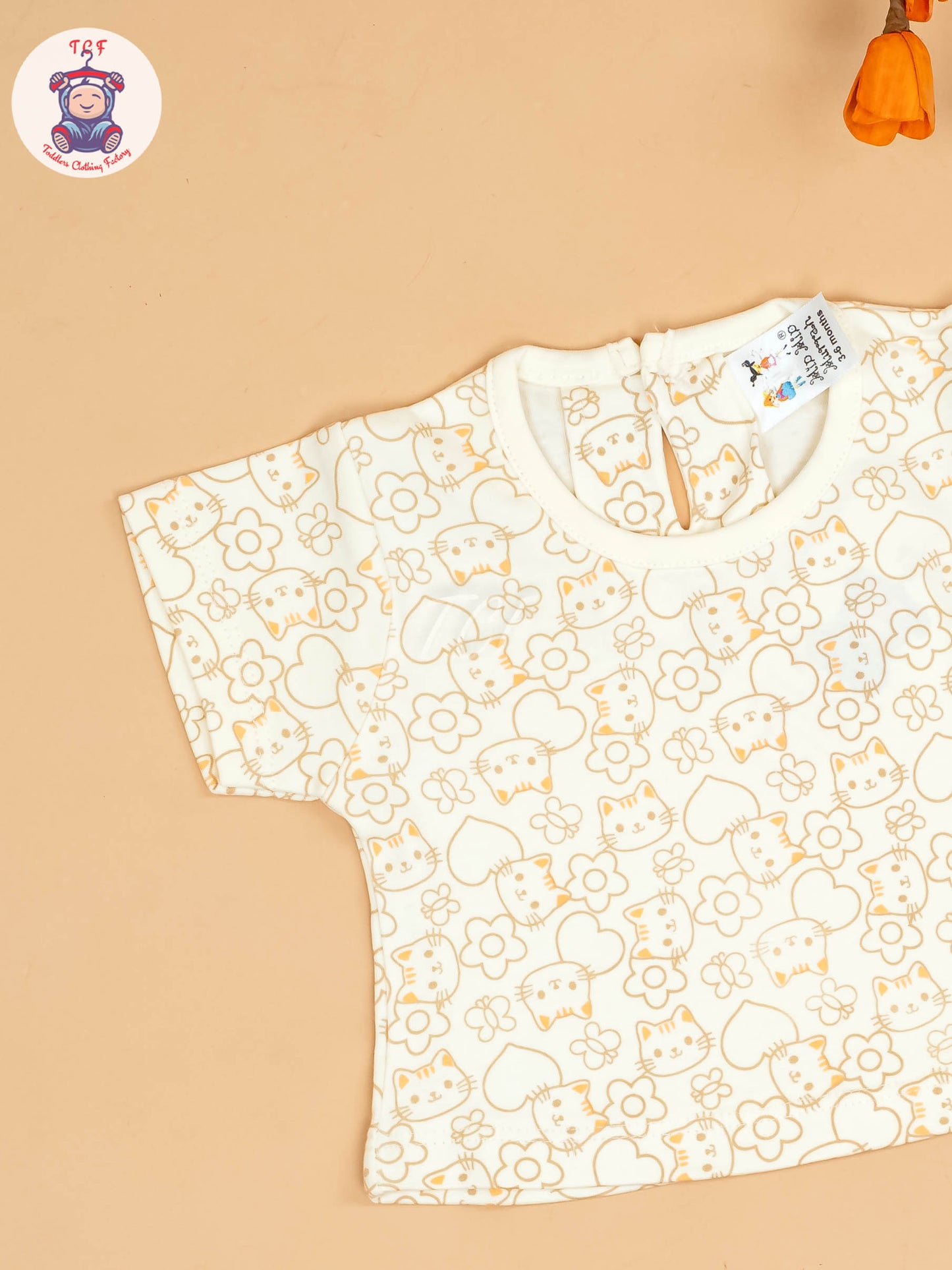 Orange - Girls Printed Casual Frocks