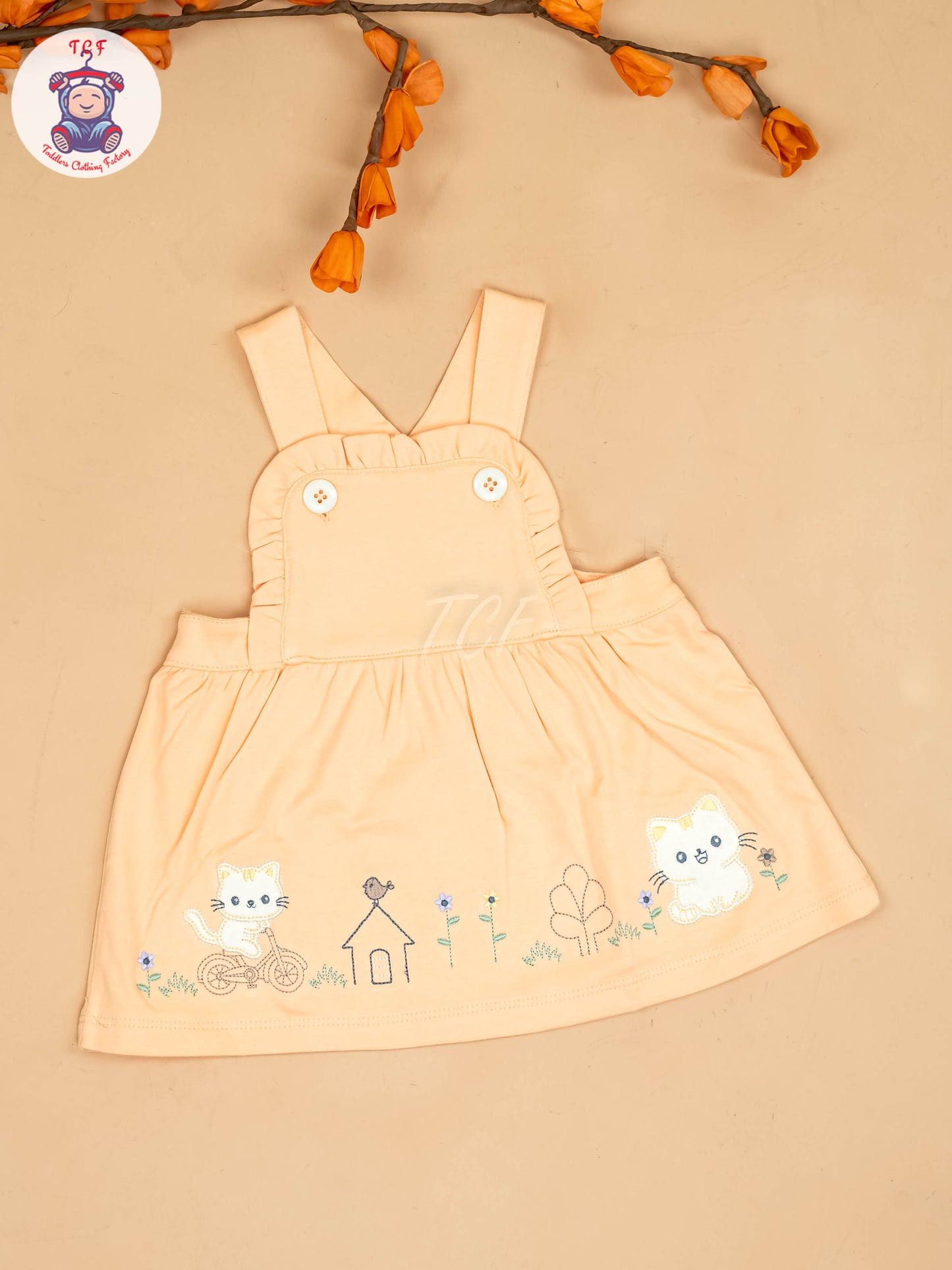 Orange - Girls Printed Casual Frocks