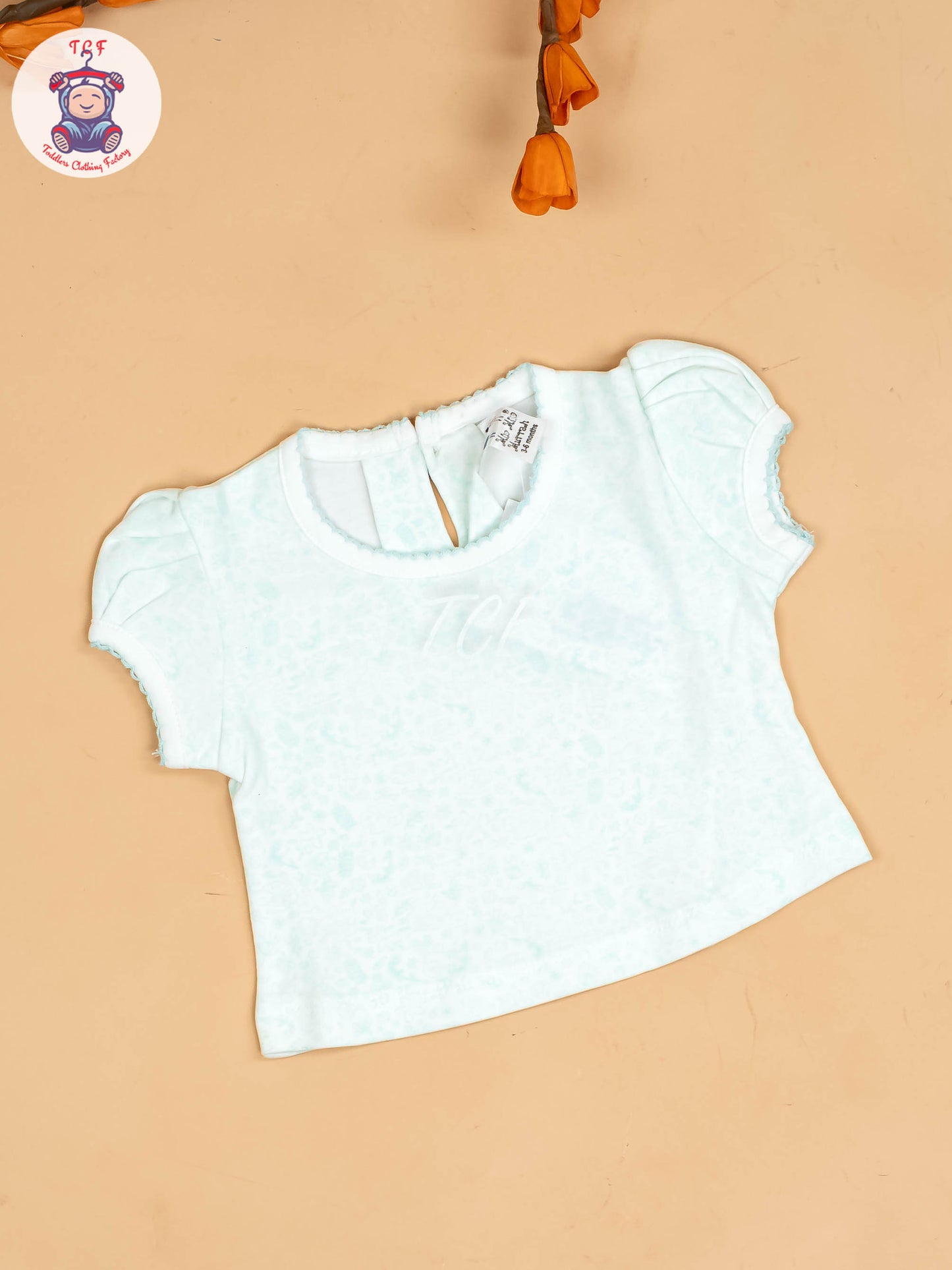 Light Green & Half White - Girls Printed Casual Frocks