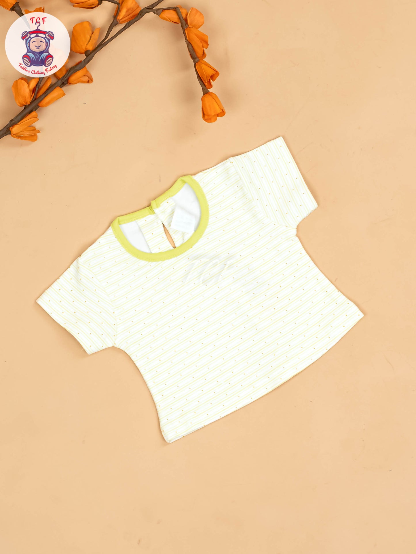 Green & Half White - Girls Printed Casual Frocks
