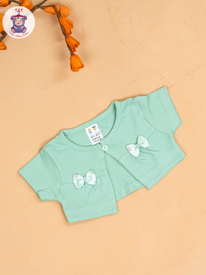 Light Green & Half White - Girls Printed Ethnic Frocks