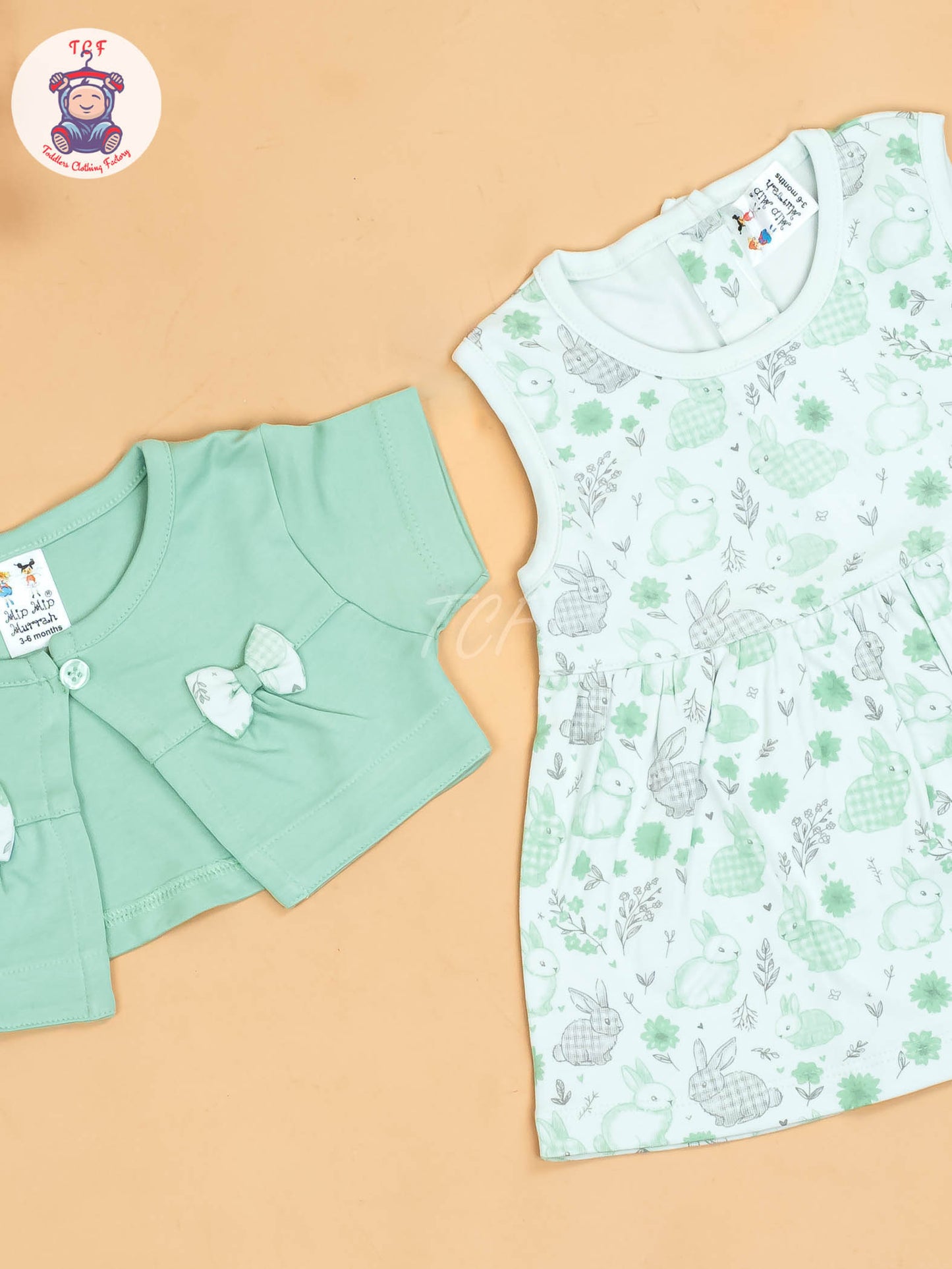 Light Green & Half White - Girls Printed Ethnic Frocks