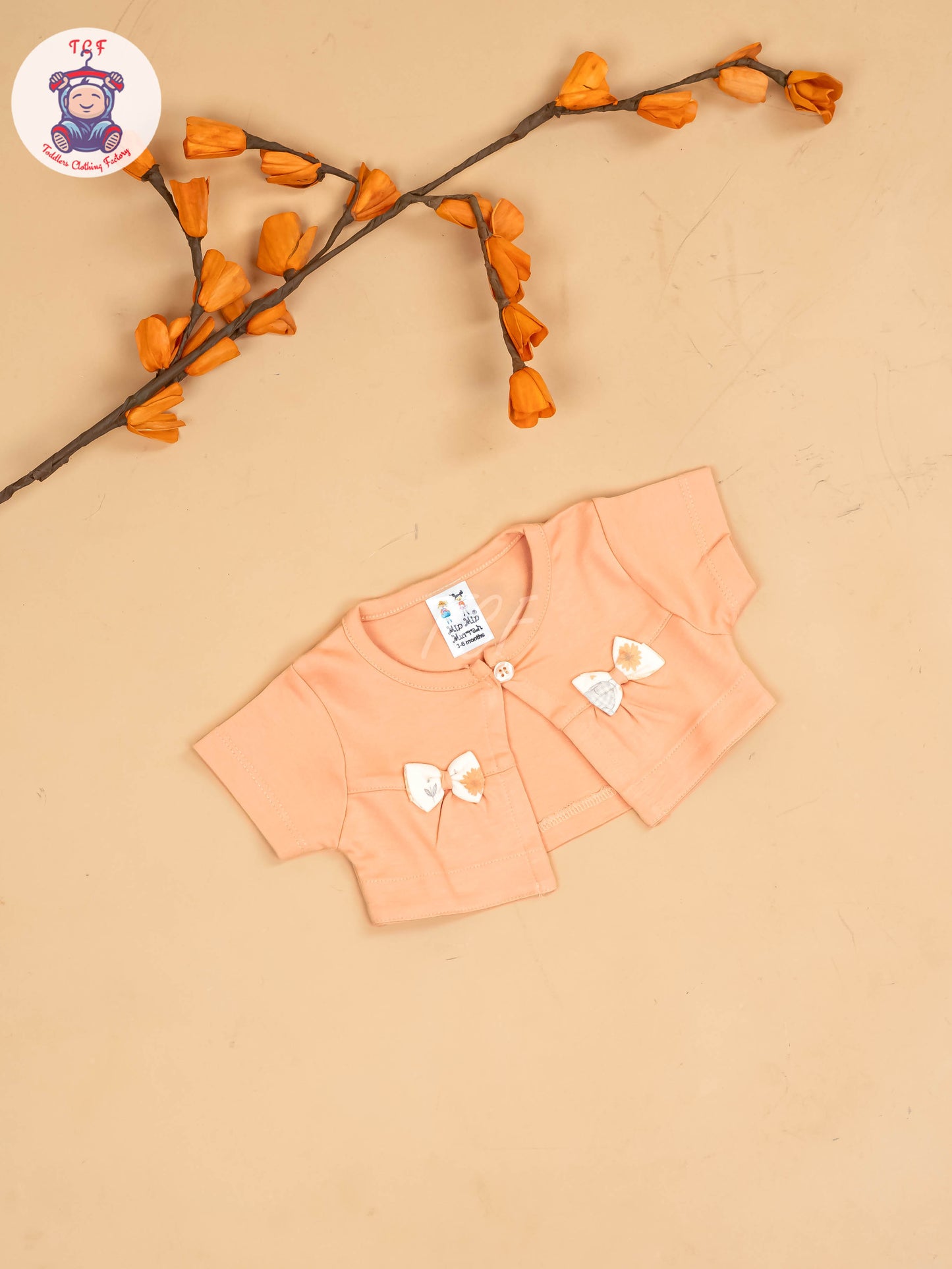 Peach & Half White - Girls Printed Ethnic Frocks