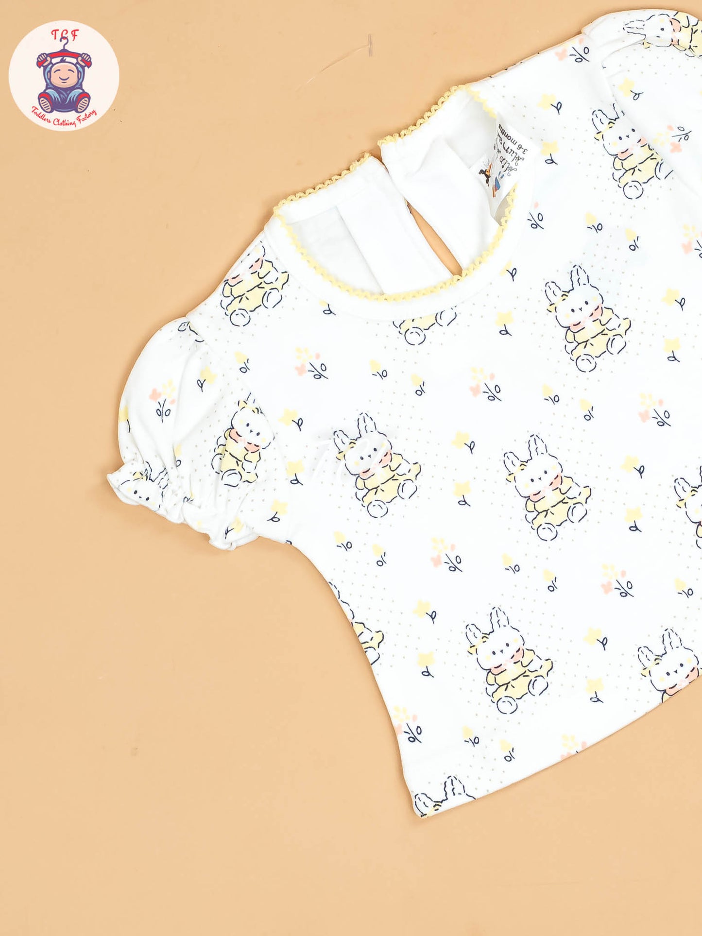 Yellow & Half White - Girls Printed Ethnic Frocks