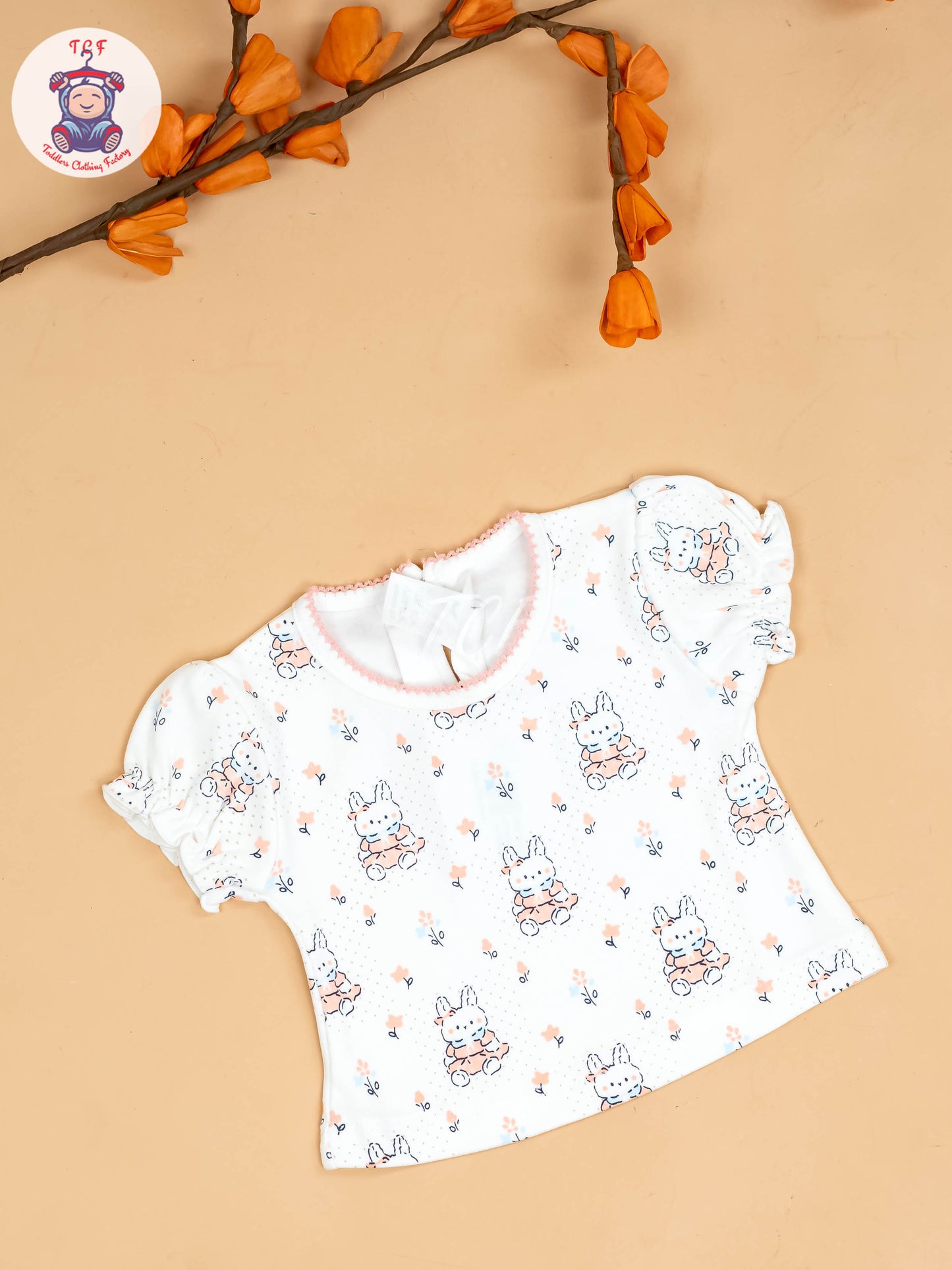 Onion Pink & Half White - Girls Printed Ethnic Frocks