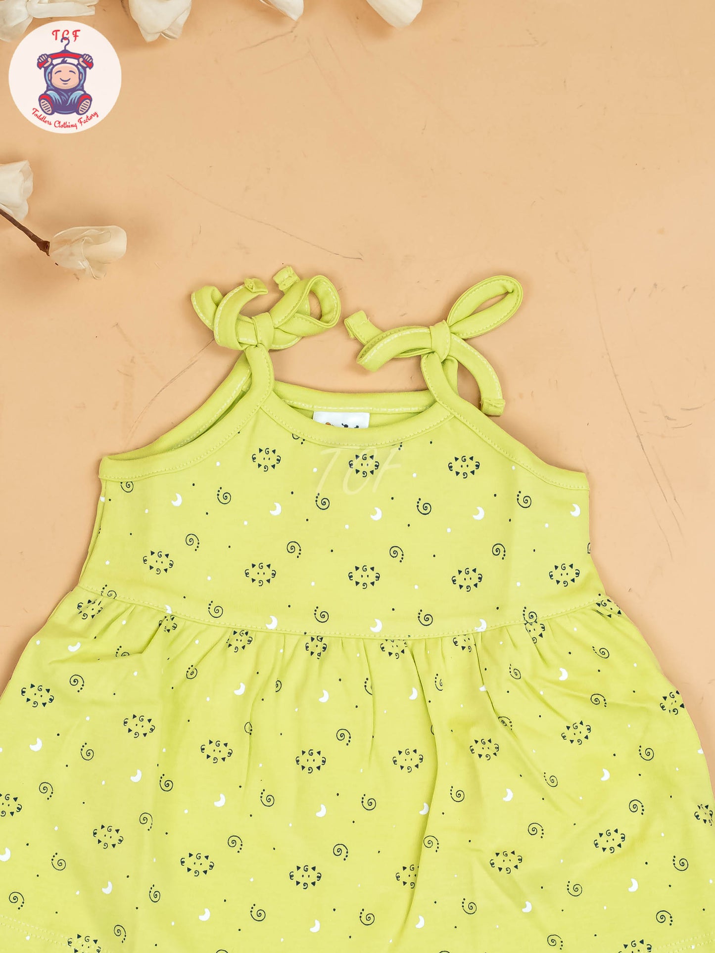 Green -Girls Printed Ethnic Knot Frocks
