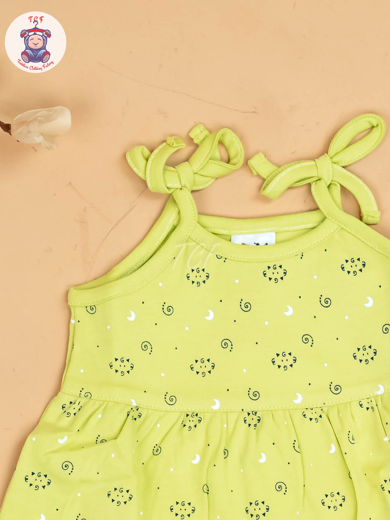 Green -Girls Printed Ethnic Knot Frocks