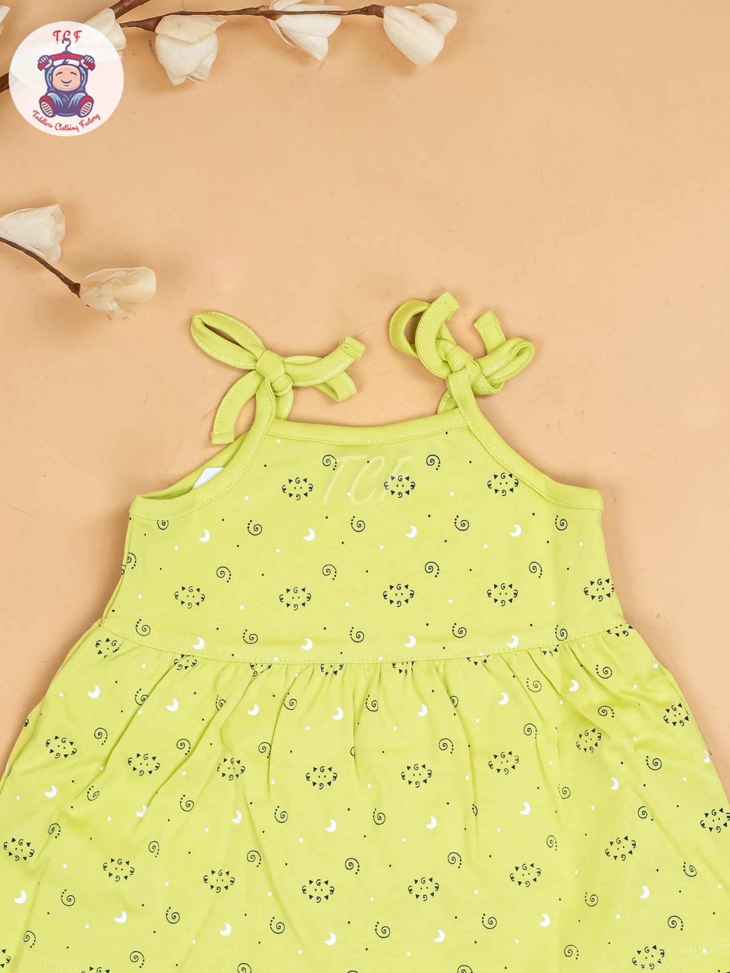 Green -Girls Printed Ethnic Knot Frocks