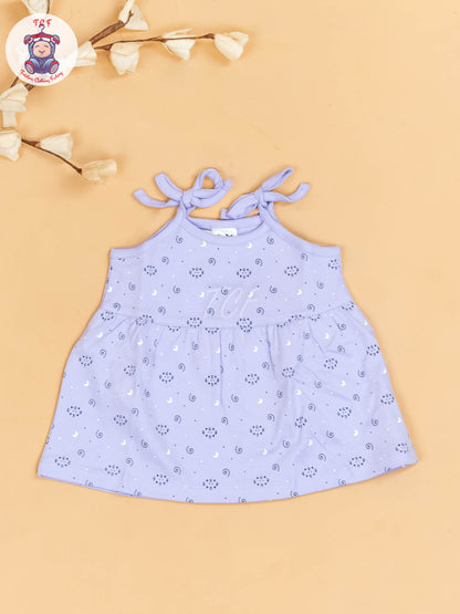 Purple -Girls Printed Ethnic Knot Frocks
