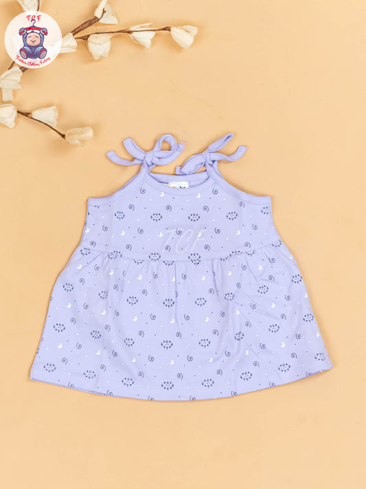 Purple -Girls Printed Ethnic Knot Frocks