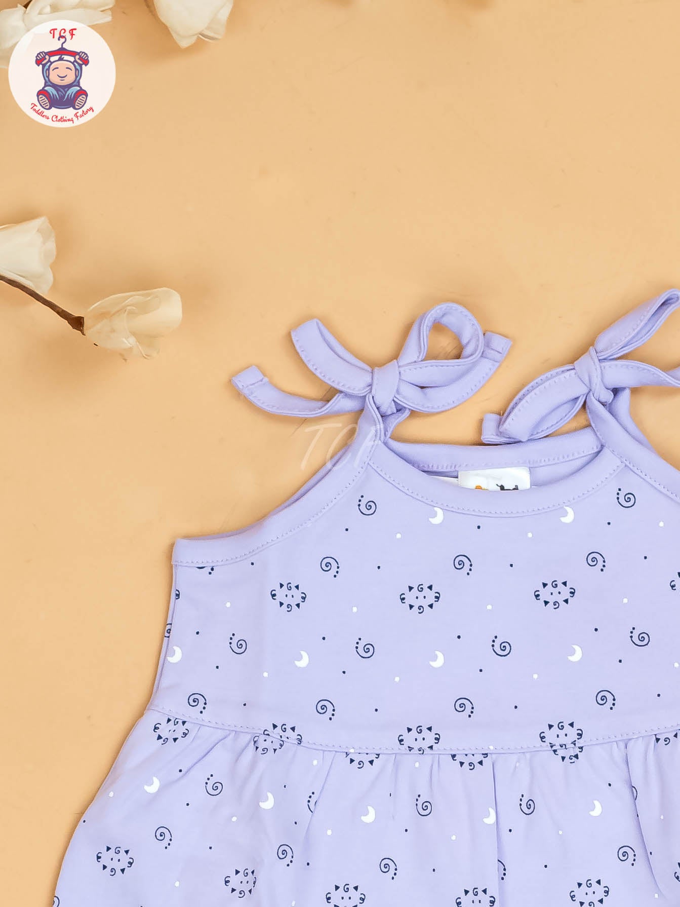 Purple -Girls Printed Ethnic Knot Frocks