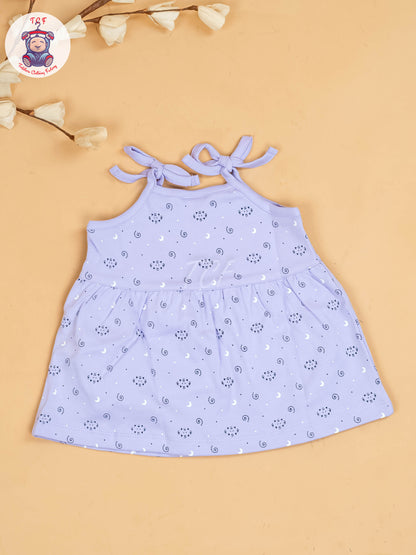 Purple -Girls Printed Ethnic Knot Frocks