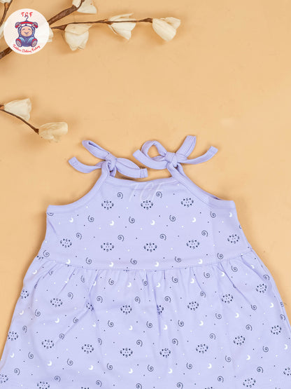 Purple -Girls Printed Ethnic Knot Frocks