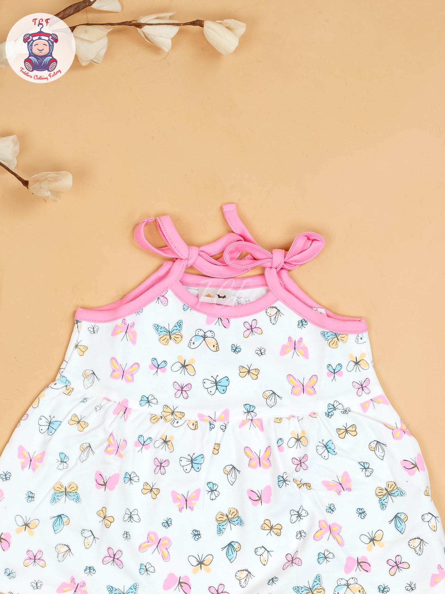 Pink -Girls Printed Ethnic Knot Frocks