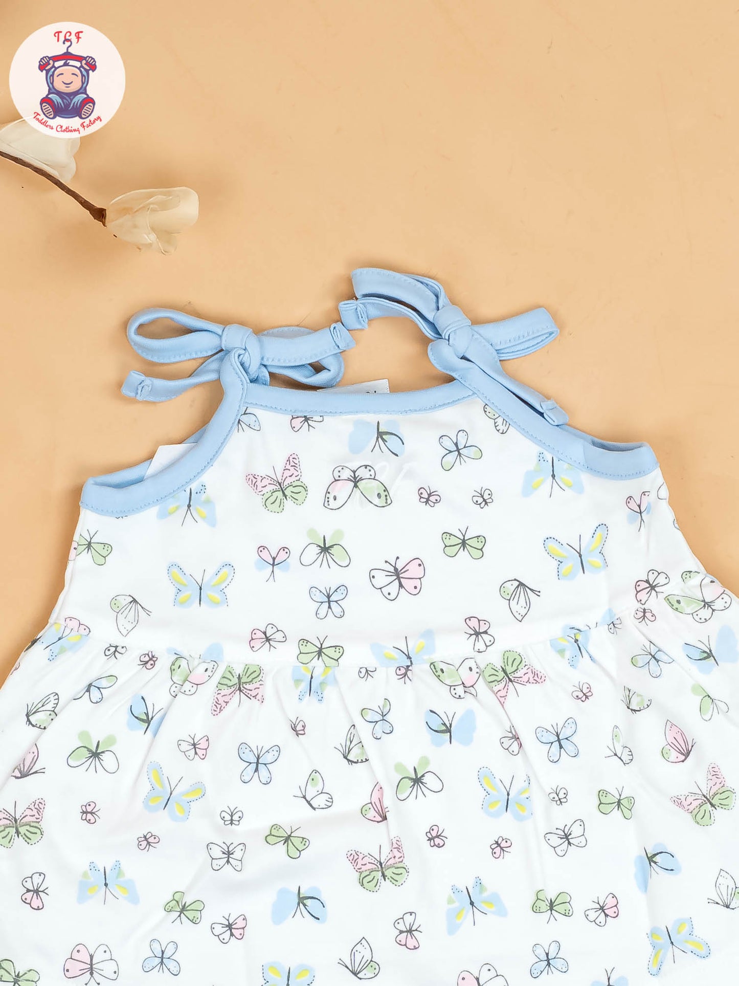 Sky Blue -Girls Printed Ethnic Knot Frocks