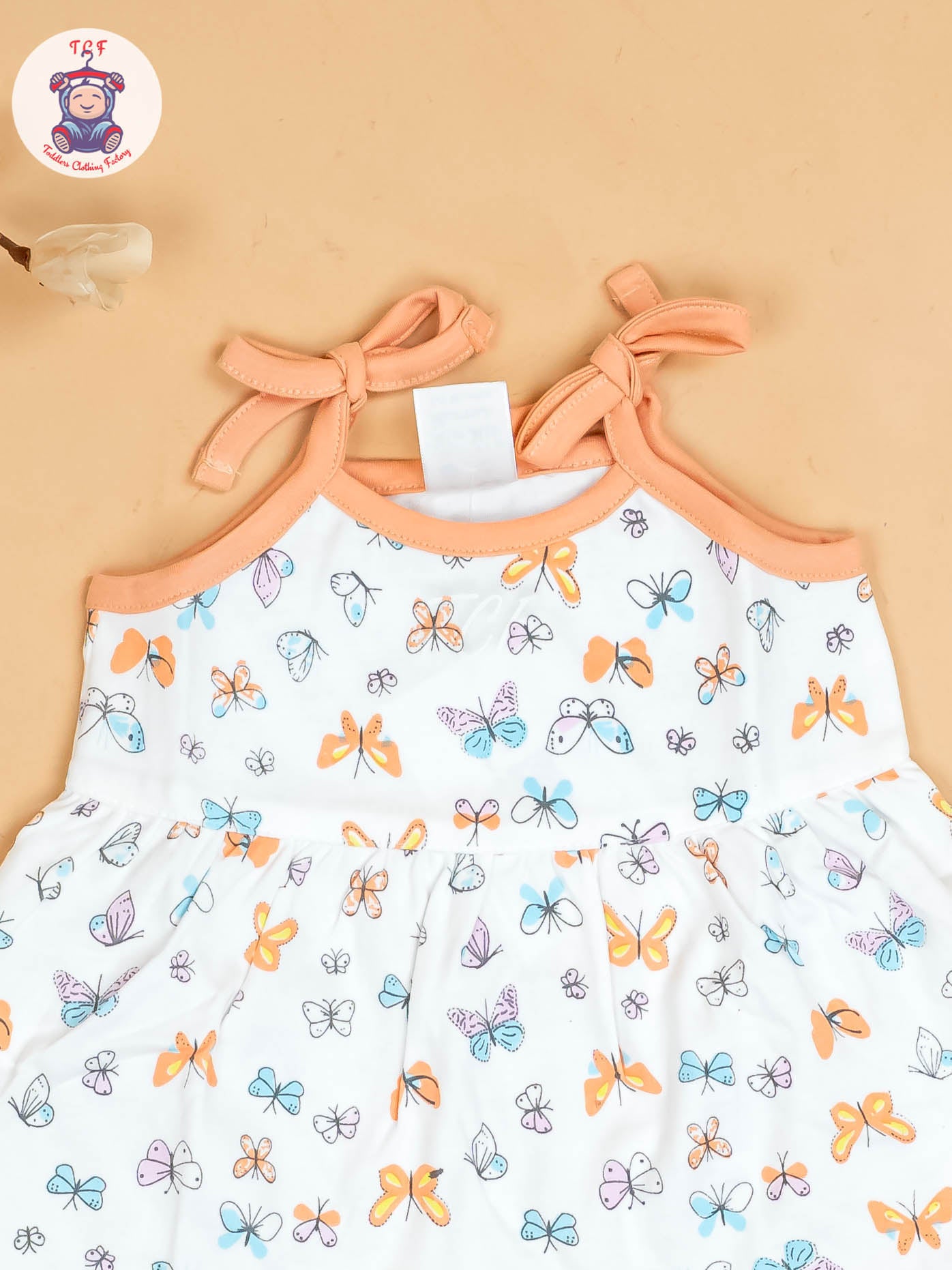 Orange -Girls Printed Ethnic Knot Frocks