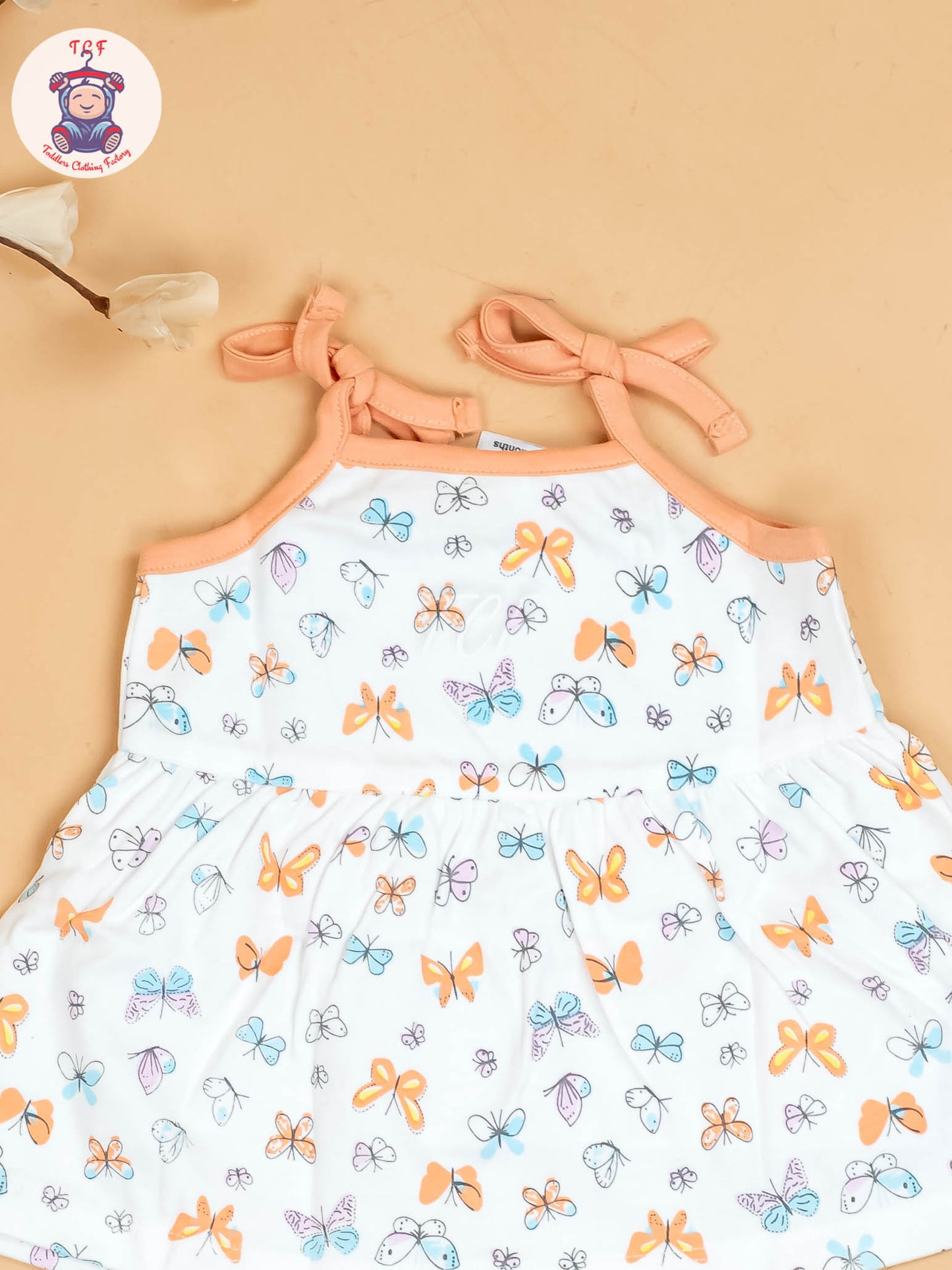 Orange -Girls Printed Ethnic Knot Frocks