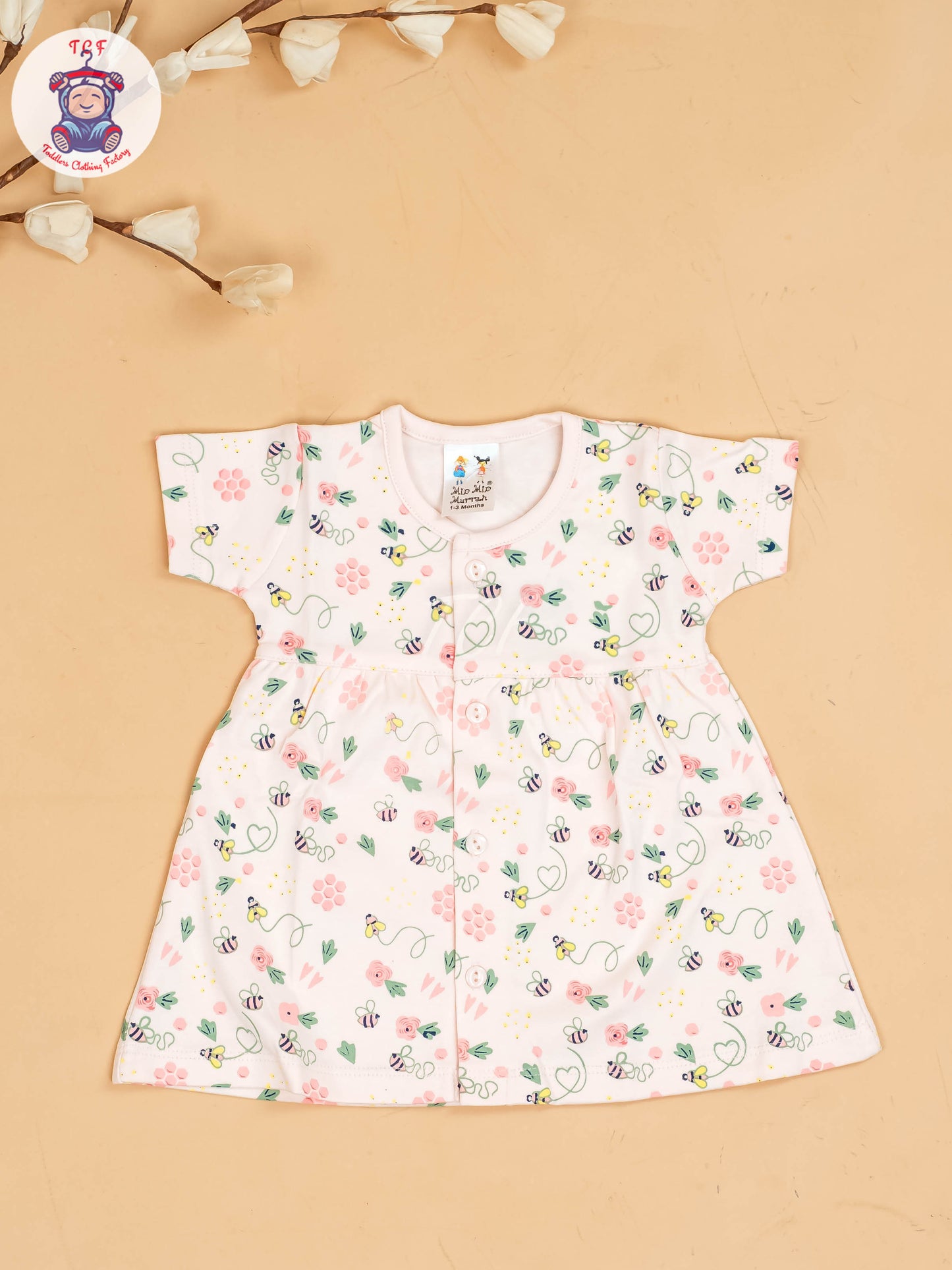 Peach - Girls Printed Ethnic Frocks