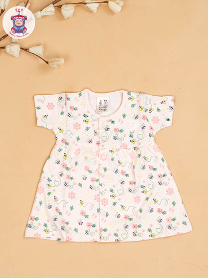 Peach - Girls Printed Ethnic Frocks
