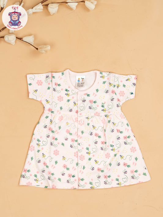 Peach - Girls Printed Ethnic Frocks