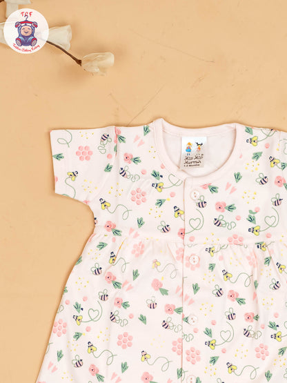 Peach - Girls Printed Ethnic Frocks