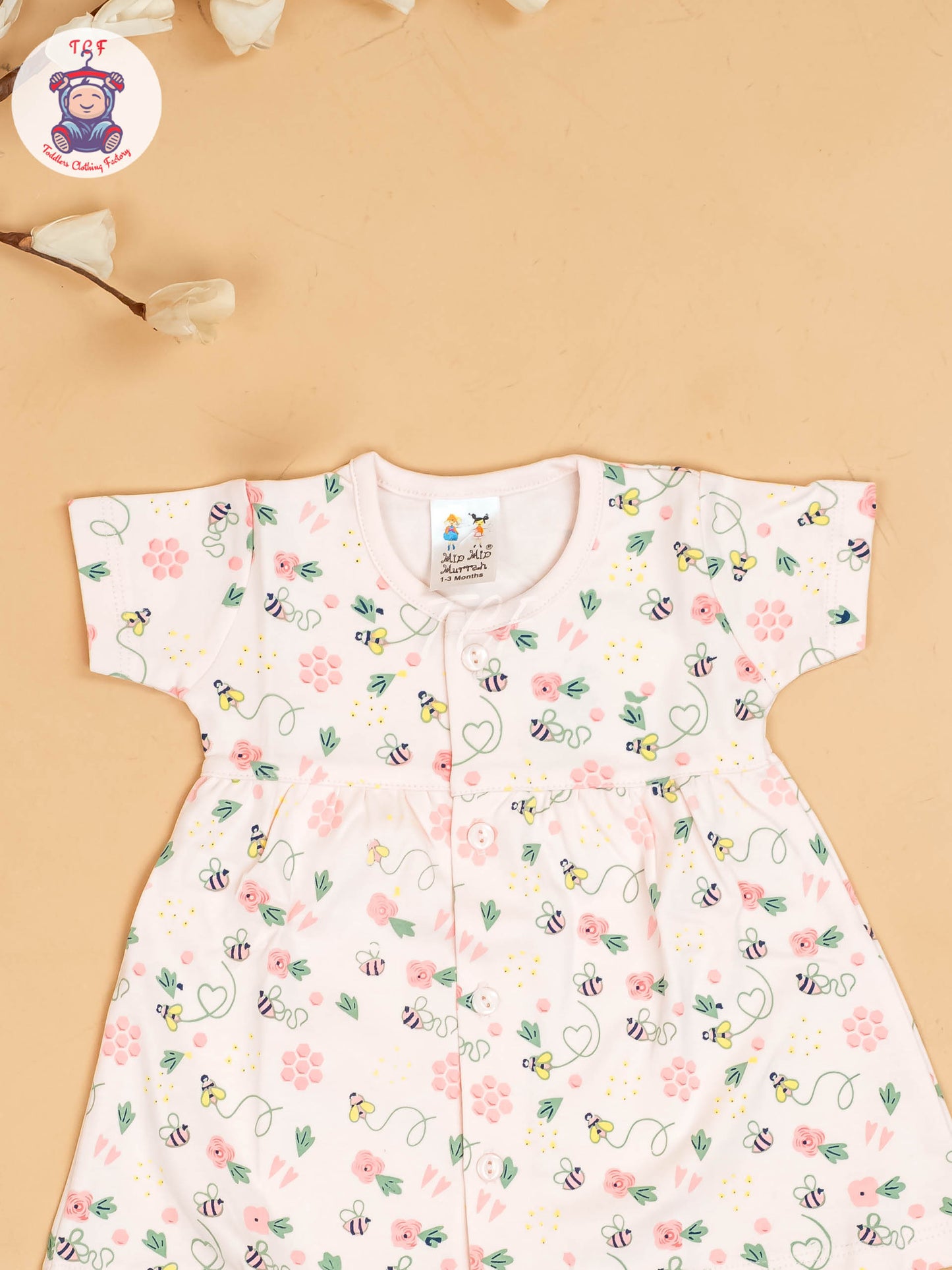 Peach - Girls Printed Ethnic Frocks