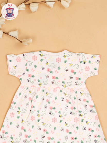 Peach - Girls Printed Ethnic Frocks