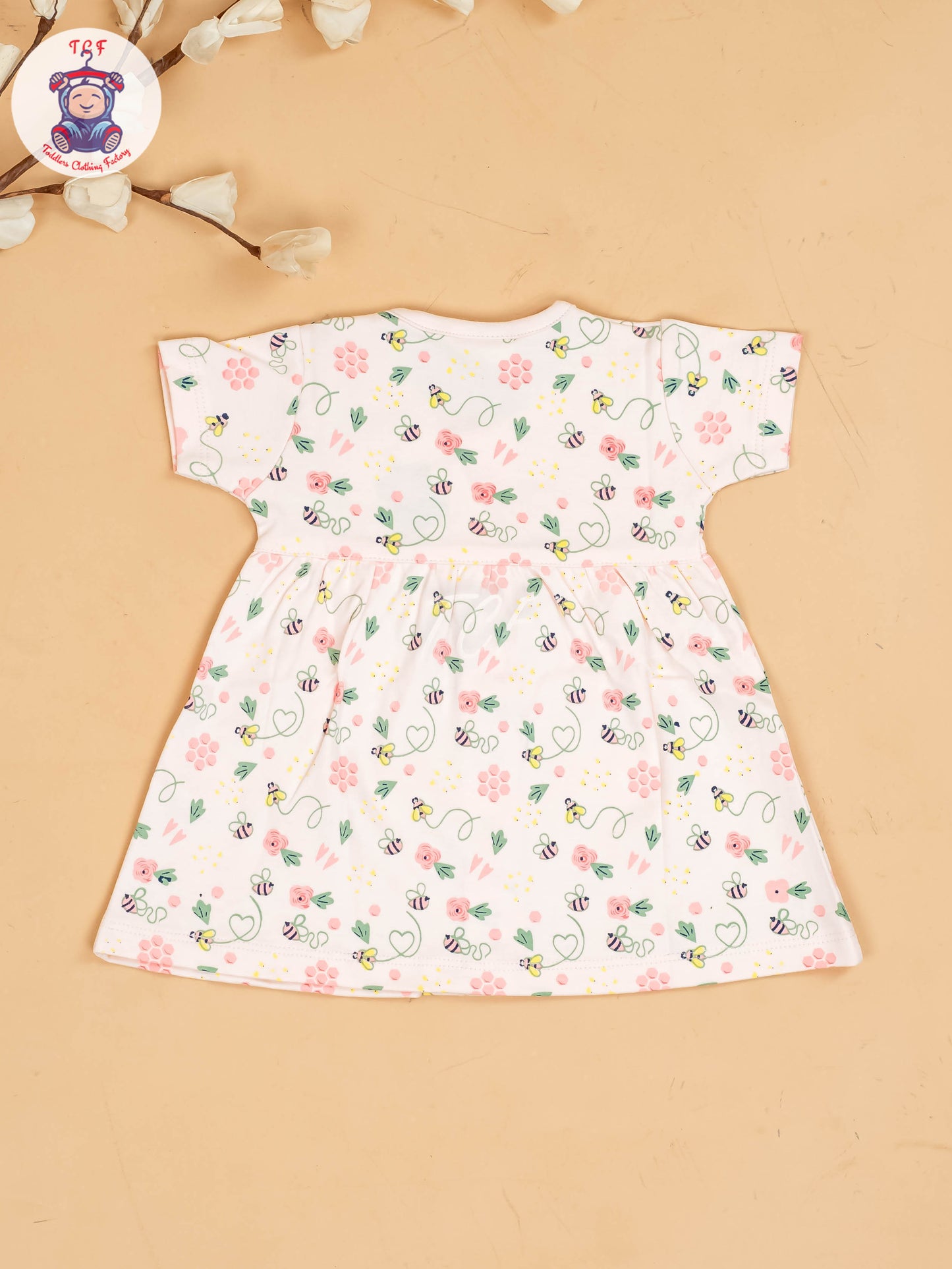 Peach - Girls Printed Ethnic Frocks