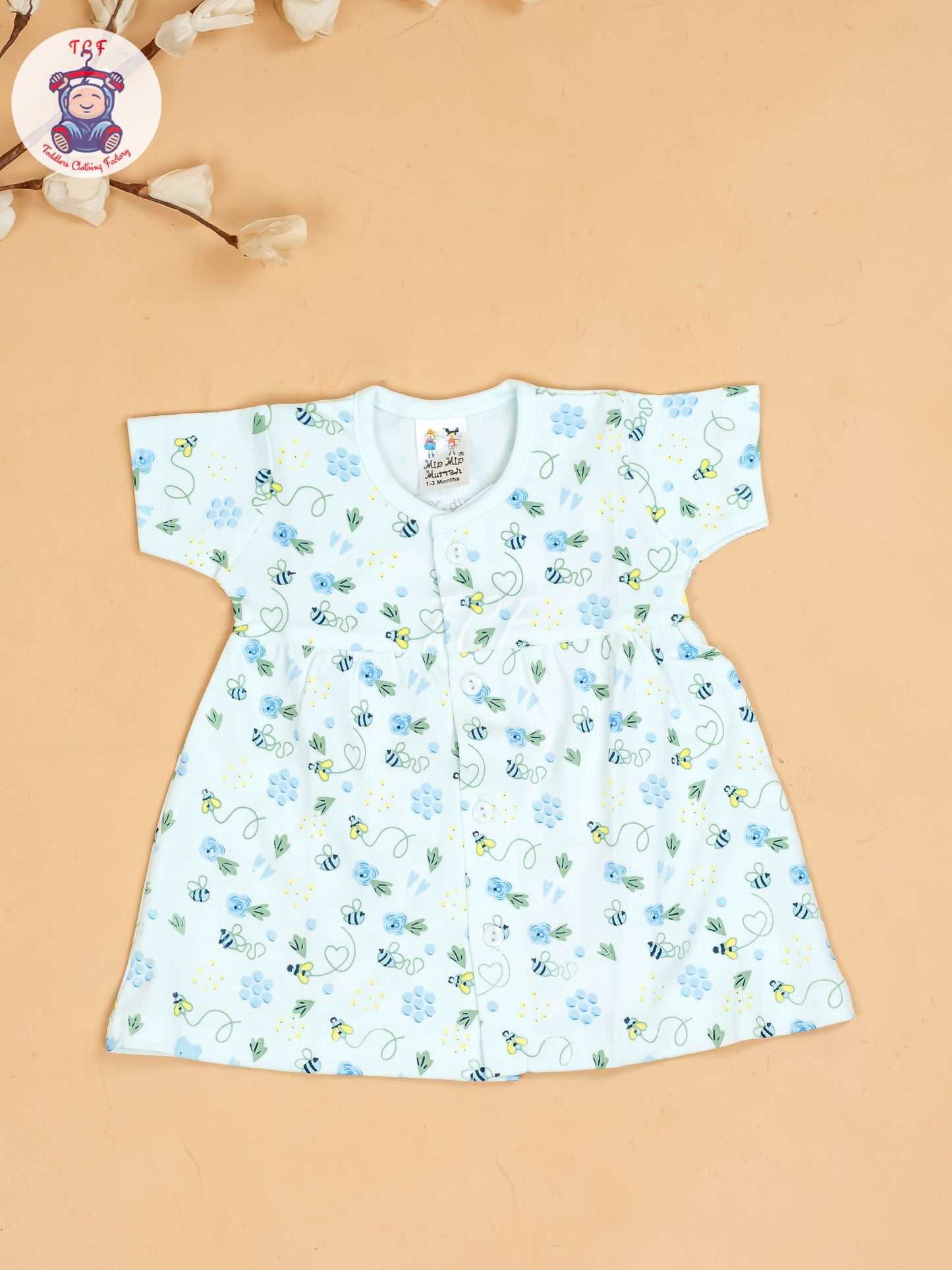 Sky Blue - Girls Printed Ethnic Frocks