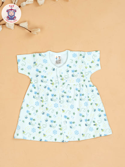 Sky Blue - Girls Printed Ethnic Frocks
