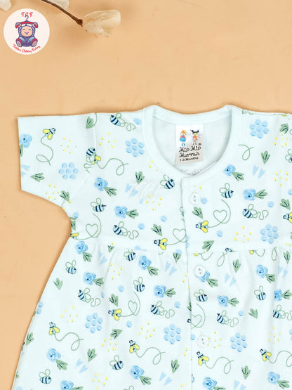 Sky Blue - Girls Printed Ethnic Frocks