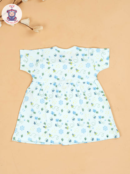 Sky Blue - Girls Printed Ethnic Frocks