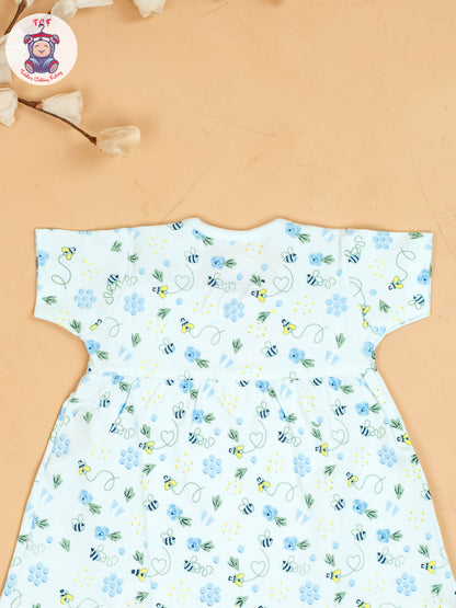 Sky Blue - Girls Printed Ethnic Frocks