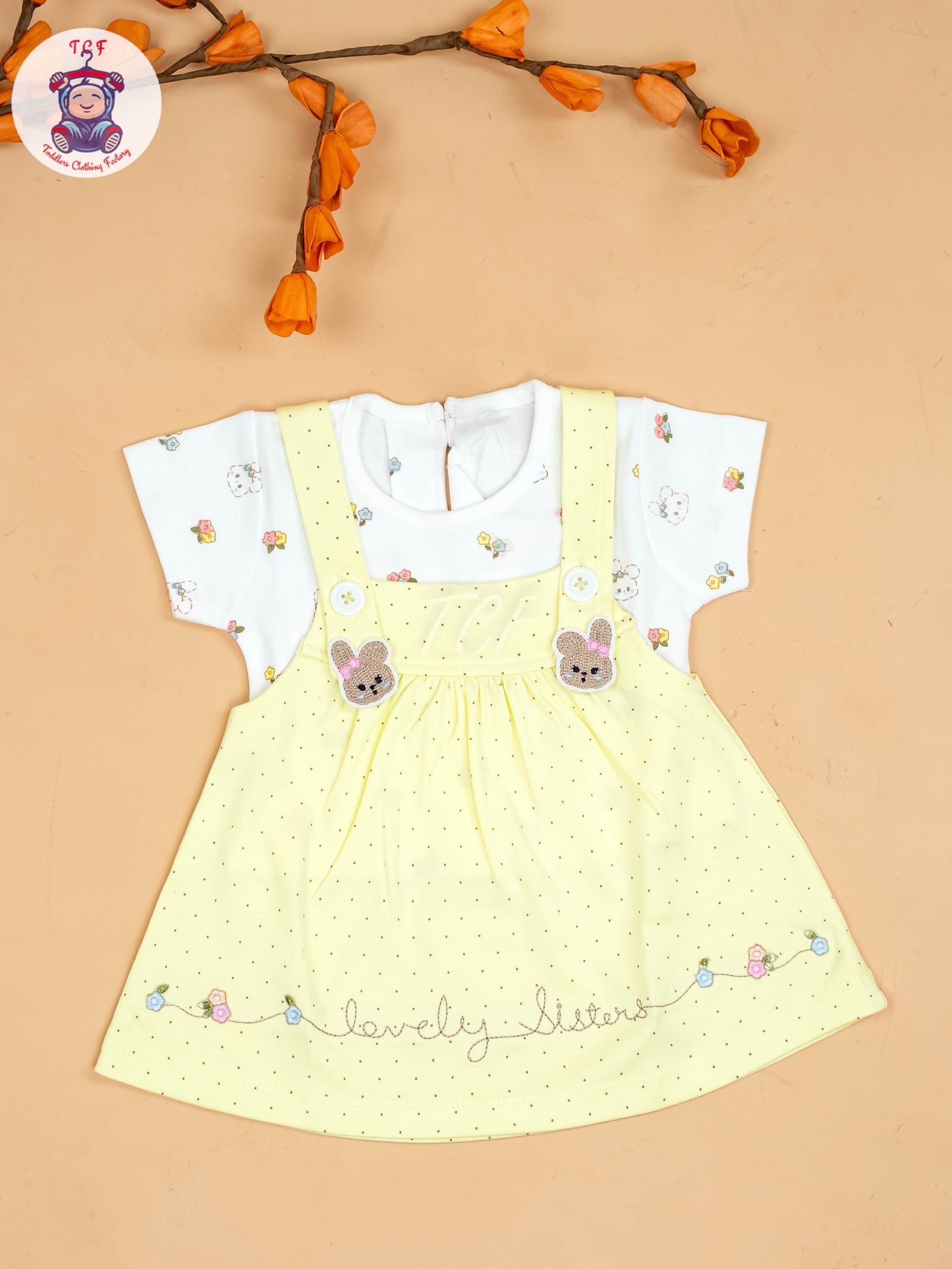 Light Green & White - Girls Printed Casual Frocks