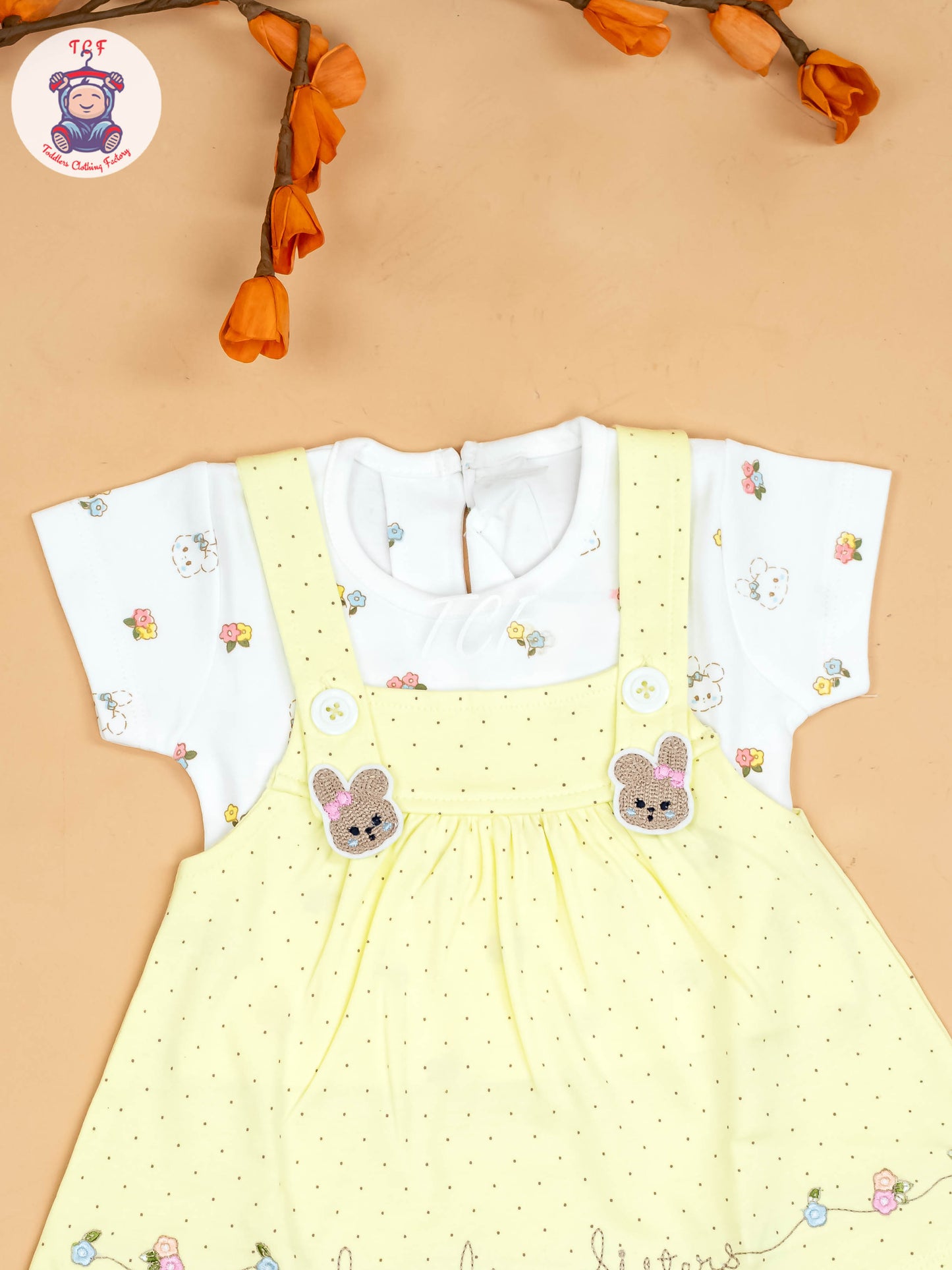 Light Green & White - Girls Printed Casual Frocks