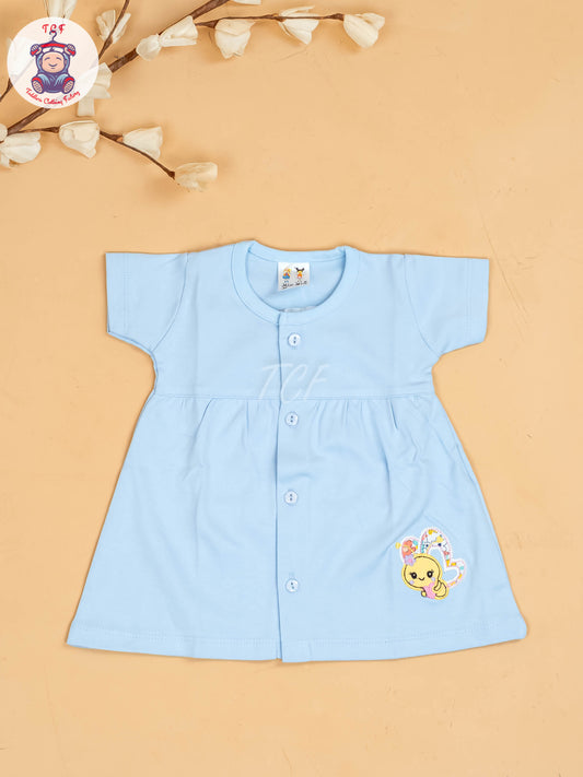 Sky Blue - Girls Printed Ethnic Frocks