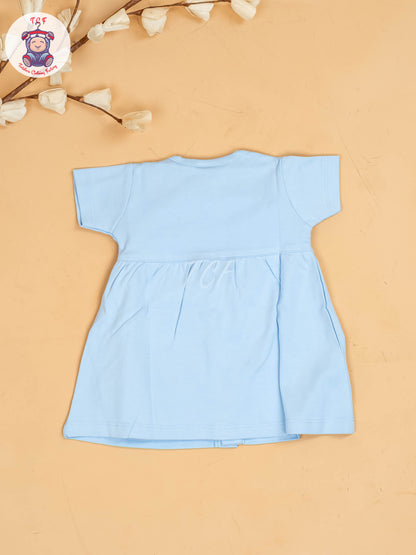 Sky Blue - Girls Printed Ethnic Frocks