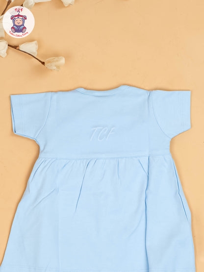 Sky Blue - Girls Printed Ethnic Frocks