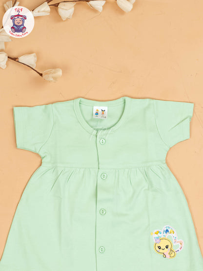 Light Green - Girls Printed Ethnic Frocks