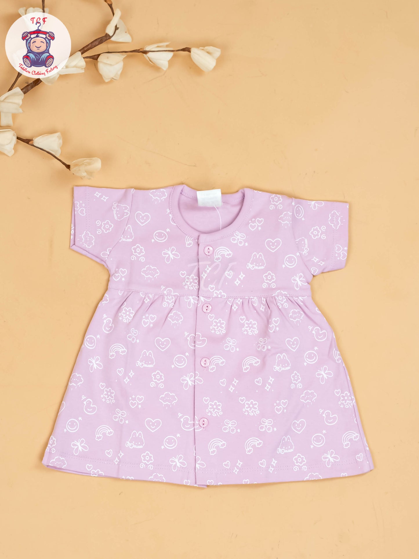 Lavender - Girls Printed Ethnic Frocks