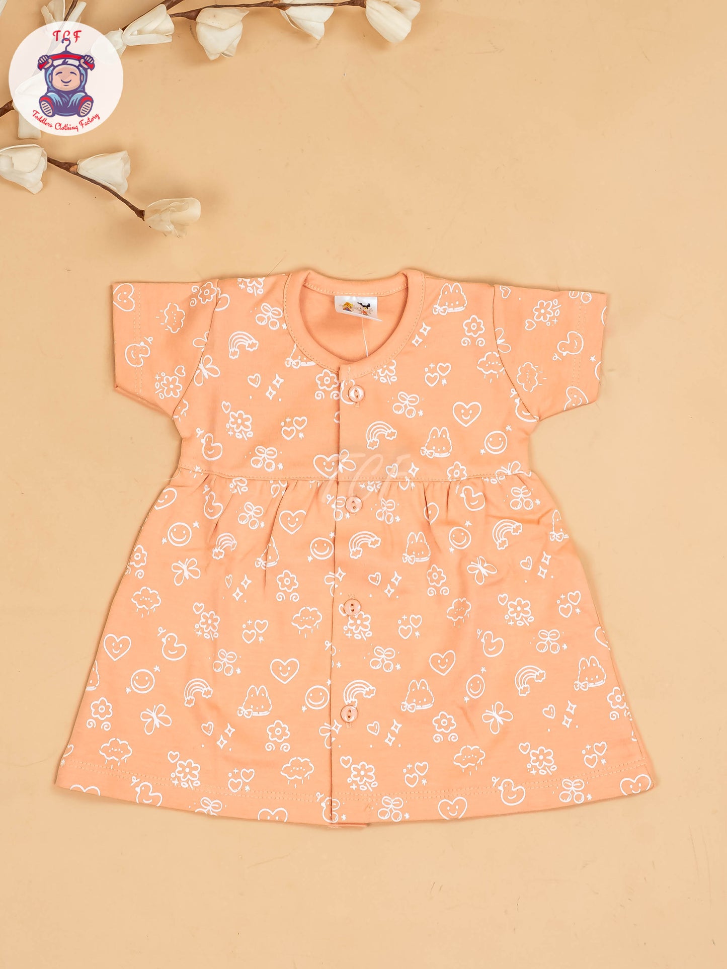 Orange - Girls Printed Ethnic Frocks