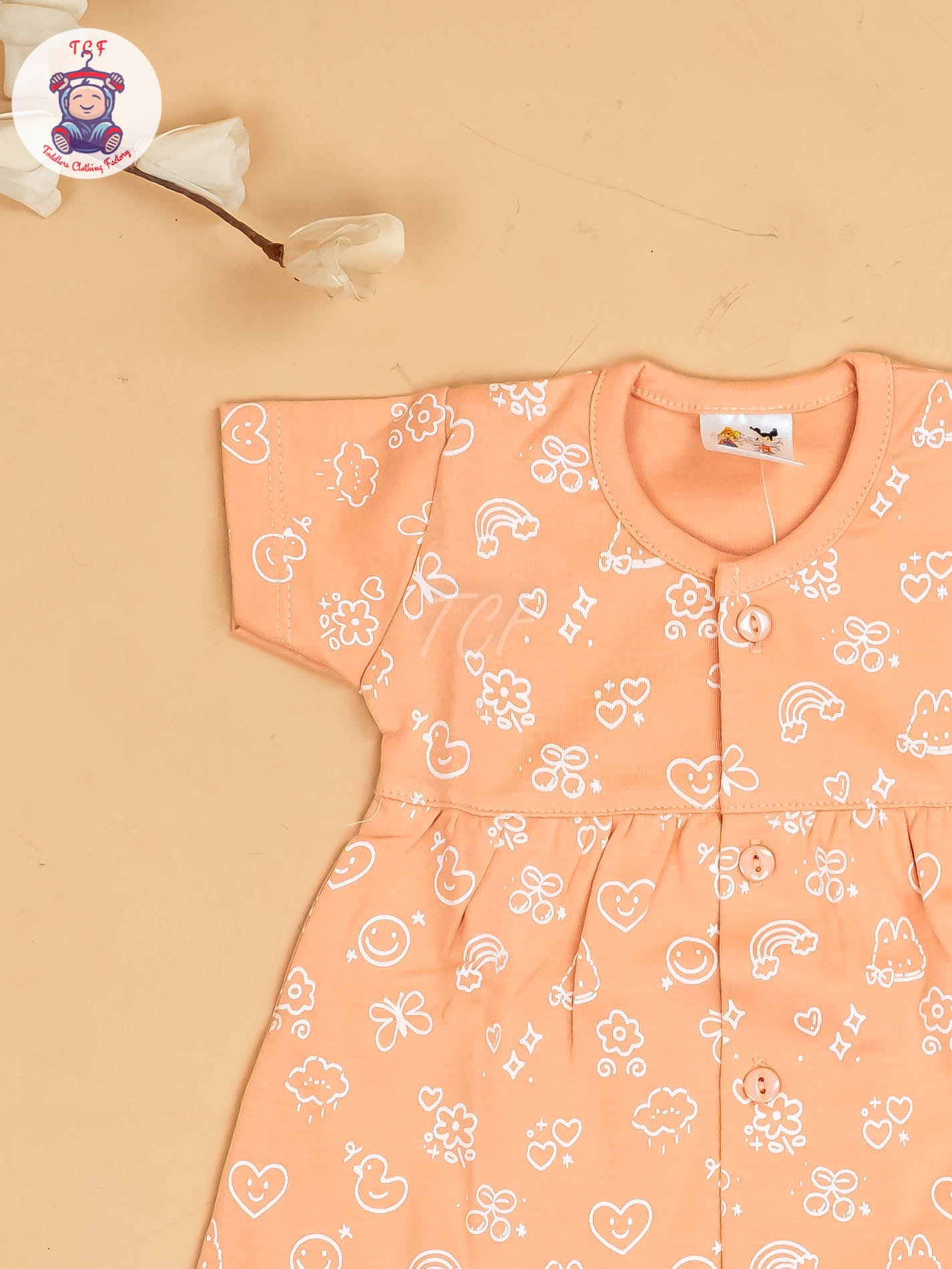 Orange - Girls Printed Ethnic Frocks